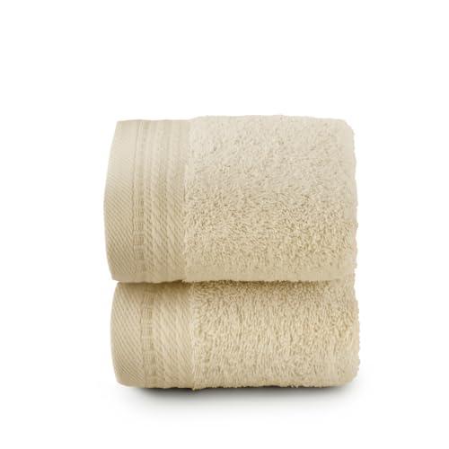 RIZO Top Towel - Set of 2 Bidet Towels - Bath Towels - Small Towels - 100% Combed Cotton - 600 g/m2 - Measure 30 x 50 cm - Natural