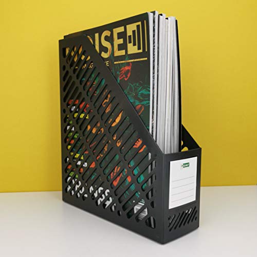 D.RECT Stehsammler Zeitschriftensammler in klassischem Design/Zur geordneten Aufbewahrung von Dokumenten, Heften & Mappen bis Format A4–C4 Breite: 90mm Schwarz