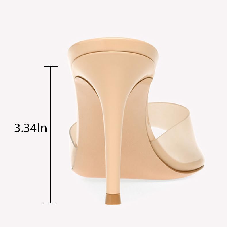 Women'S Clear Pointed Open Toe Stiletto Heel Slide Sandals Fashion Sexy Slip On Transparent Strap High Heels Mules Summer Backless Party Wedding Prom Dress Shoes - Image 4