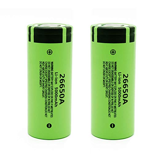 Batterie 3.7V 5000mAh pour 26650A Batteries Rechargeables Li-ION Haute capacité 26650 pour Lampe de Poche LED (2 pièces)