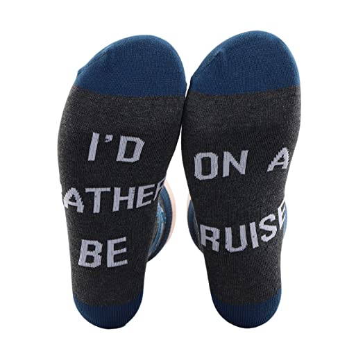 PXTIDY Cruise Socks Cruising Vacation Gifts I'd Rather Be On A Cruise Novelty Cruising Lover Gifts Socks Cruise Travel Gifts (1 pair)