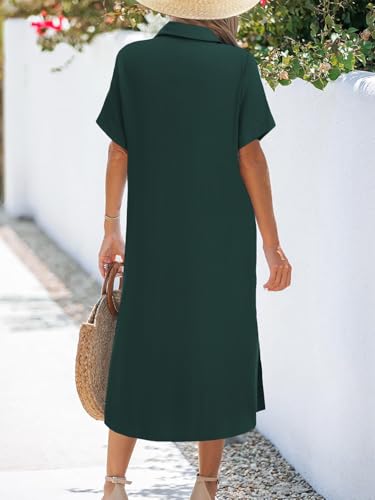 Image of Zeagoo Women Dresses Summer Casual Short Sleeve Button Down Shirt Dresses 2026 Beach Cover Up with Pockets