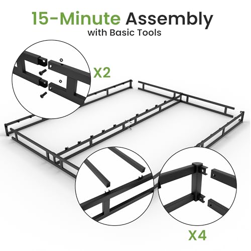 GRUSIGN 5-Inch Quick Assembly Smart Box Spring Queen Size, Metal Mattress Foundation, Box Bed Frame/Base Cama with Strong Metal Frame, Anti-Noise, Low Profile, Queen - Thumbnail 5