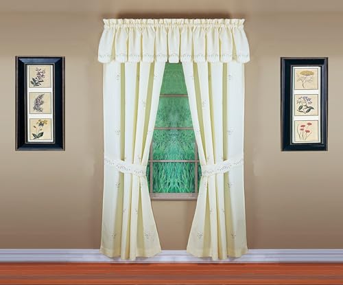 Today's Curtain, Forget-Me-Not Panel Pair 72", Ecru/Rose, 4-Piece-Set, 80" W x 72" L