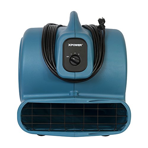 Image of XPOWER X-830 Pro 1 HP 3600 CFM Centrifugal Air Mover, Carpet Dryer, Floor Fan, Blower, for Water Damage Restoration, Janitorial, Plumbing, Home Use Blue