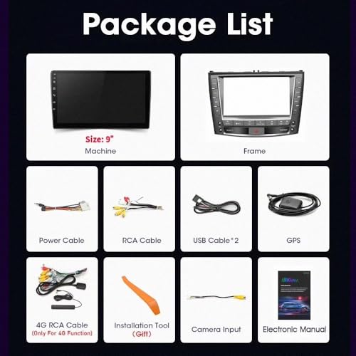 Pantalla de coche para Lexus IS250 2005-2013 con Carplay Android Auto inalámbrico 4G+64G 2 DIN 7