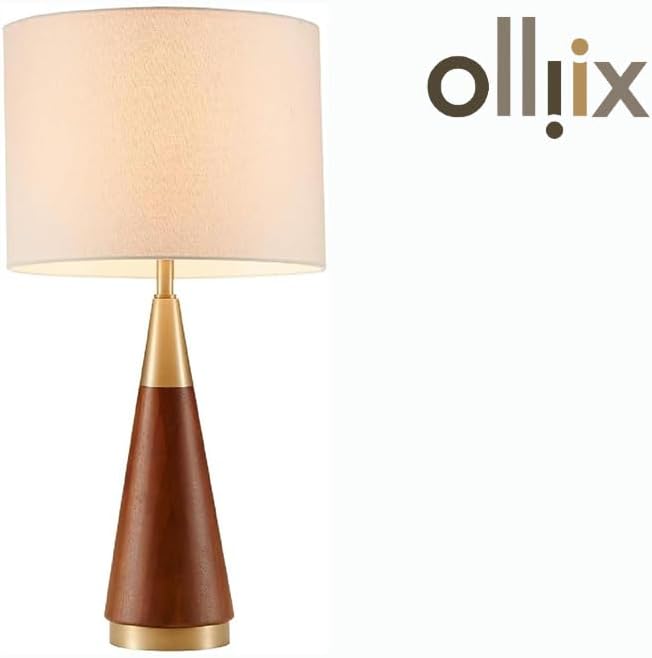 Miniatura 7 de Oakestry Lámpara de mesa triangular de 26 pulgadas, color oro blanco, de mediados de siglo, moderna para mesita de noche, lámparas de escritorio