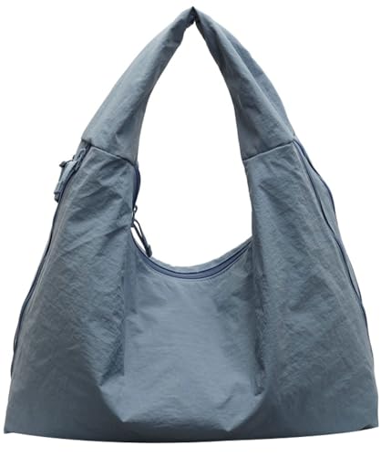 Large Hobo Handbag for Women Soft Nylon Tote Purse Slouchy Shoulder Bag with Zippers Travel Work College