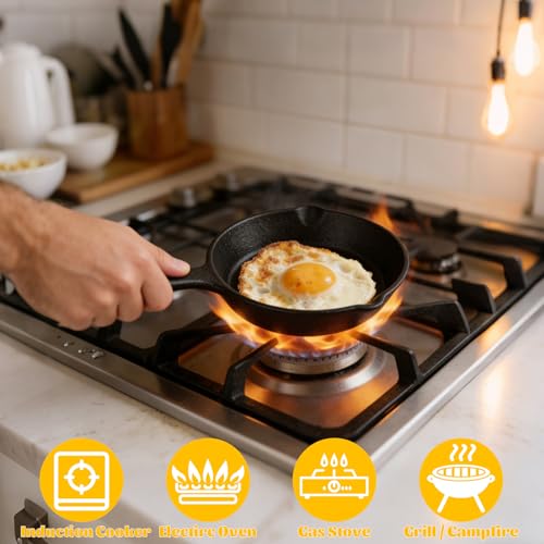 LDHHYH 4-Pack Mini Cast Iron Skillets - 5.5-Inch Small Frying Pans, Pre-Seasoned Non-Stick Cookware for Stove, Oven, and Grill, Perfect for Indoor and Outdoor Cooking - Image 4