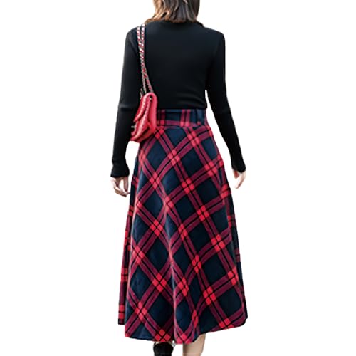 and Winter high Waisted mid Length Plaid Woolen Woolen Skirt with Large Swing4