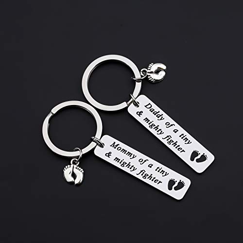 CENWA NICU Dad NICU Mom Gift Mommy/Daddy of A Tiny Mighty Fighter Keychain Set New Born Gift Fathers Day3