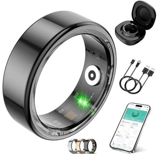 BohoJoc Smart Ring for Women Men,Fitness Tracker Ring with Heart Rate, Sleep Monitoring, Blood Oxygen, Step Counting for iOS and Android, No Subscription Fee, Waterproof(Black, 10)