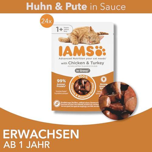 IAMS Delights Katzenfutter Nass mit Huhn & Pute in Sauce - Multipack für Erwachsene Katzen, 24 x 85g – Ansicht 3