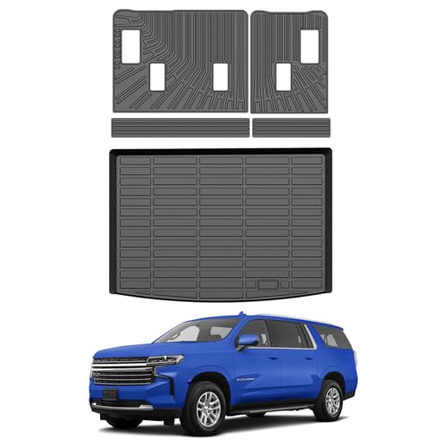 Mixsuper Cargo Liner for Chevy Suburban/GMC Yukon XL 2021-2026, All Weather Trunk Mat Backrest Mat TPE Back Seat Cover Protector for Suburban Yukon XL Accessories