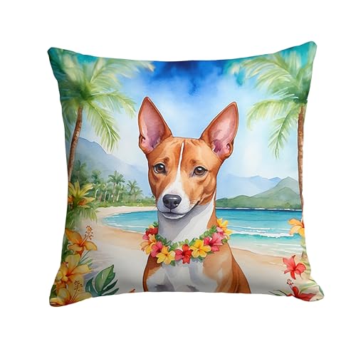 Caroline's Treasures Luau Party Decorative Throw Pillow, 14Hx14W, Basenji 6360