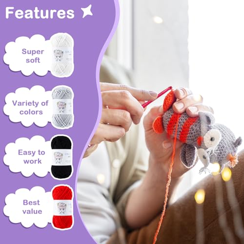 Mojadream QJ-0053 20 Skeins * 30G Crochet Set Kit For Beginners, Soft Cotton Yarn Kit For Crocheting Amigurumi And Crafts thumb #3