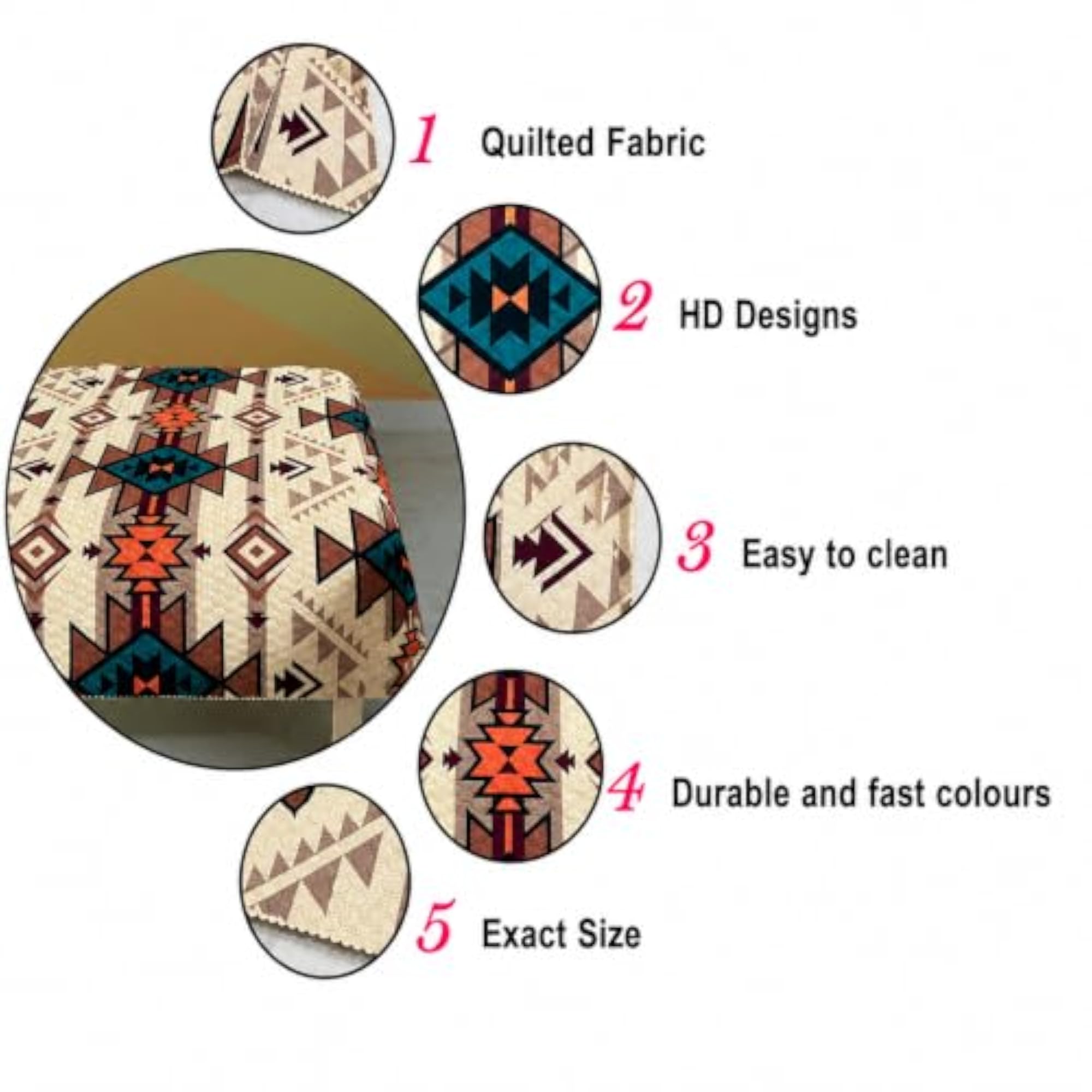 Premium Quilted Fabric Table Cloth for 6-8 Seater
