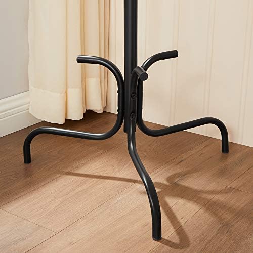 SONGMICS Coat Rack, Freestanding Metal Coat Tree with 6 Hooks, for Coats, Hats, Bags, 54 x 54 x 171.1 cm, Black RCR029B01
