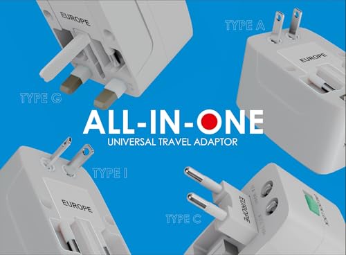 Image of Hawk International Travel Adapter Suitable for All Countries, with Surge Protector, White Colour, Universal Multi-Plug, Model: Impulse