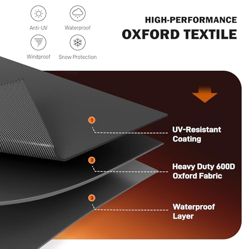 Rectangle Patio Table Cover with Umbrella Hole - 72" L x 35" W x 28" H (Cover Size，NOT Table Size) Heavy Duty Waterproof 600D Oxford Fabric Outdoor Lawn Patio Furniture Covers by TOHONFOO - Image 5