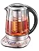 Hervidor de agua con ajuste de temperatura, hervidor de agua de cristal de 2200 W, pantalla LCD, función de mantenimiento del calor de 120 h, infusor de té extraíble, tetera de 1,7 l