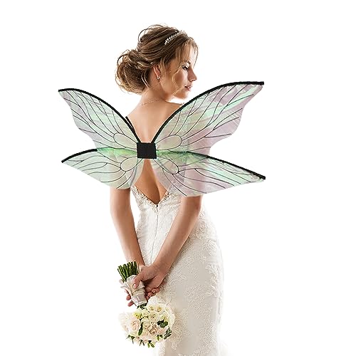 ALIBBON Fairy Wings Black Transparent Fairy Wings Costume for Women Boys Girls, Butterfly Wings Princess Angel Elf Dress Up Accessories for Halloween Xmas Party Cosplay Costume Holiday Decorations