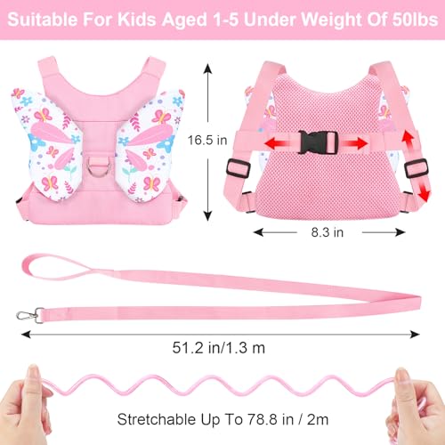 image for Accmor Toddler Harness Leash, 3 in 1 Cute Butterfly Kids Leash + Anti 
