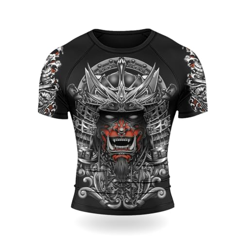 Samurai Men’s MMA Rash Guard Short Sleeve 3D Printed Base Layer Compression Shirt for BJJ Grappling Jiu Jitsu2