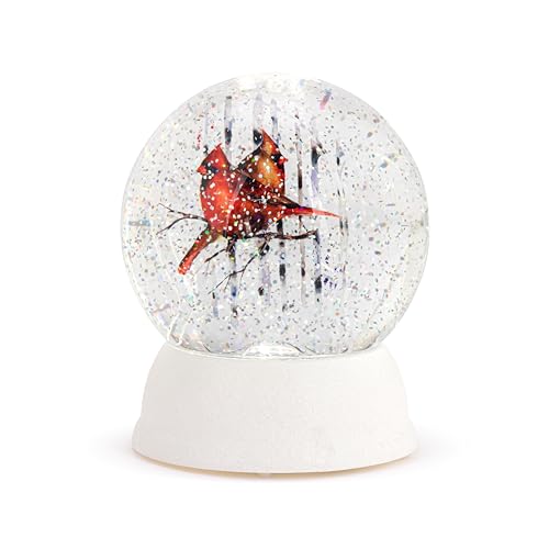 Decoración navideña iluminada de bosque con cardenales para regalar 3