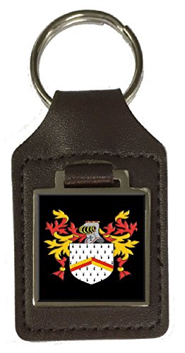 Porte-clés en cuir Medlin blason de famille marron pour trousseau auto