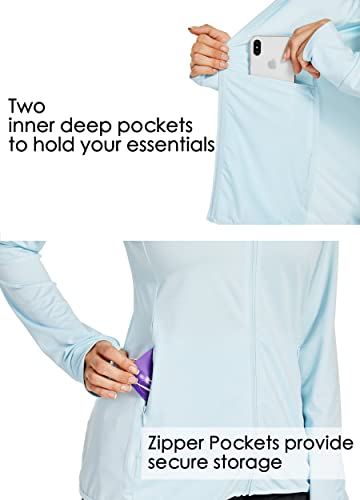 Willit Women's Long Sleeve Shirts Upf 50+ Sun Protection Jacket Spf Shirts Running Hiking Athletic Uv Jacket Lightweight Light Blue L #TOP4