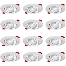 Nadair 12-Pack 3 inches Gimbal LED Ultra Slim Recessed Lights, 6W, 400 Lumens, 5CCT Color Selectable 2.7K / 3K / 3.5K / 4K / 5K, Dimmable, IC Rated, ETL Certified, White Finish