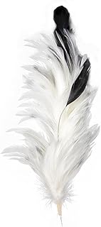 Wencelyl Black Purple Pheasant Feather Wire Flower Single Piece 30-35cm Natural Chicken Tail Feathers Arrow Shaped Tips for Millinery Fascinator DIY (White)