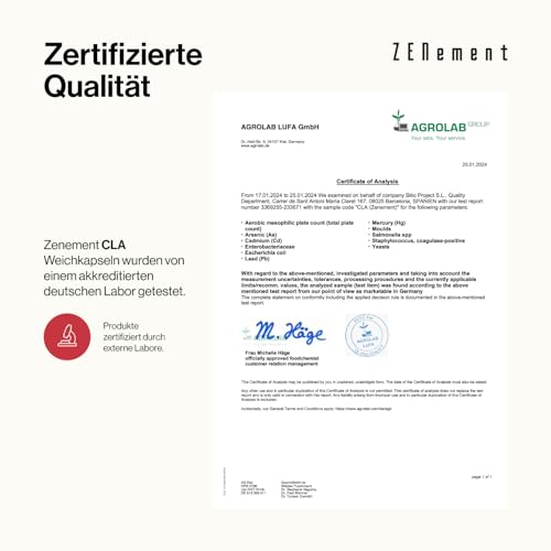 CLA Konjugierte Linolsäure 3000 mg pro Portion – 200 Weichkapseln mit schneller Absorption aus Safloröl 80 % (2 Monate) – Sport‑Supplement – Hohe Konzentration – Zenement