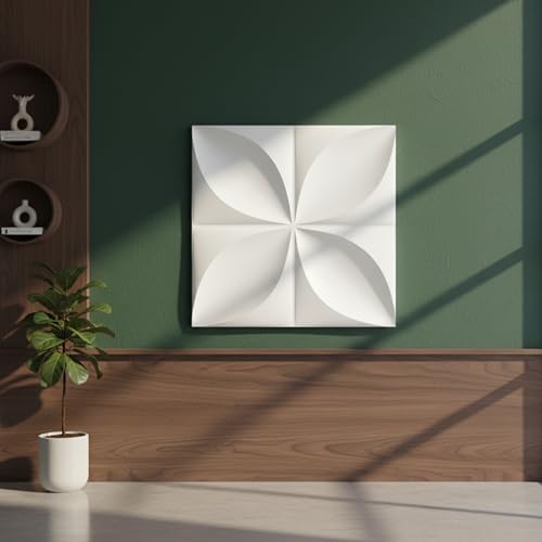 Image of Kayra Decor PVC Panel for Wall Butterfly Design White Color 19.7 inch x 19.7 inch (Pack of 18) - Covers 48.51 Sq. Ft.