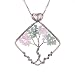 sedmart Tree of Life Pendant Rose Quartz Green Aventurine Square Necklace Healing Gemstone Jewelry