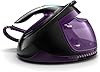 Philips Centrale Vapeur PerfectCare Elite Plus - Puissance 2700W, Effet pressing 550g, Pression 7.7 bars, Technologie OptimalTEMP, Eco, Semelle T-IonicGlide, Réservoir 1.8L, Noir/Violet (GC9675/80)