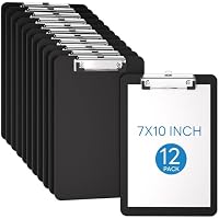 Zoenley 12-Pack A5 7 x 10" Half-Letter Size Small Clipboards (Black)