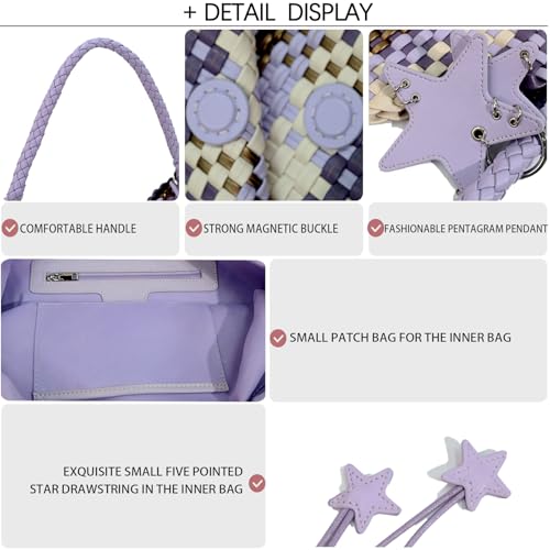 Image of Woven Tote Bag for Women, Shoulder Handbags, Beach Hobo, Handwoven Satchel Underarm Bag, Top-Handle Bag With Purses