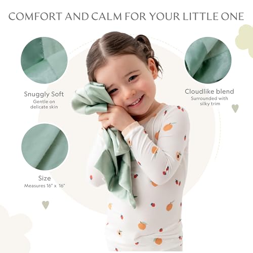 Image of Ultra-Soft Lovey Security Blanket Plush, Satin Trim 16x16 Sage
