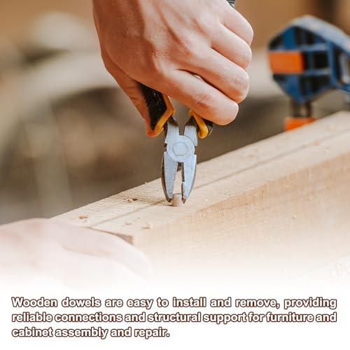 PATIKIL 100 Stück 8 x 80mm Holzdübel Set, Riffelholzdübel Holzstifte Dübel Set Gerillte Holzübelstifte Dübel Holz mit Rillen für Zimmerei Möbel Tür Kunsthandwerk Projekte