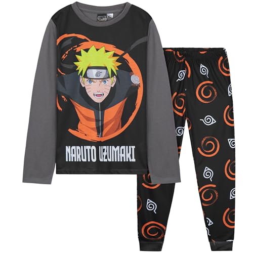 Get Trend - Get Trend Naruto Pyjama Enfant Garçon 7-15 Ans, Loungewear Set avec Haut Long Manche et Pantalon, Cadeau Vêtement de Nuit (14-15 Ans, Noir Naruto) - -3%