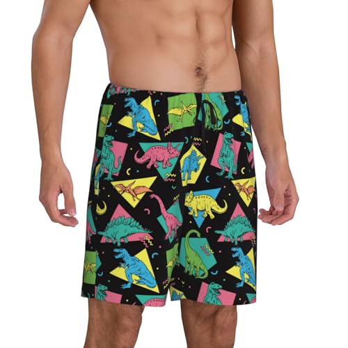 Geometric Dinosaur Mens Pajama Pants With Pocket Soft Sleep Shorts Lounge Shorts Pj Pants For Men2
