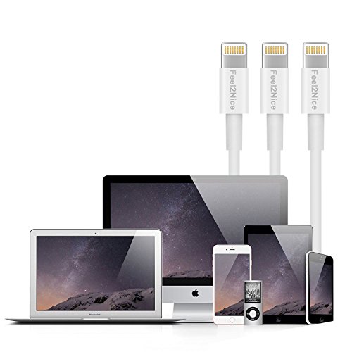 Short Lighting Cable,FEEL2NICE 10 Pack 7-Inch iPhone Cord Data Sync USB Portable Fast Charger for iPhone X XS Max XR / 8/8 Plus / 7/7 Plus / 6/6 Plus / 5S / iPad/iPod, White