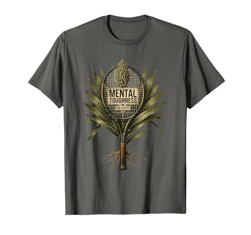 Mental Toughness On Court Tennis Design T-Shirt, Men, Asphalt Grey,