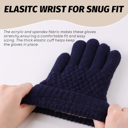 Image of JANGANNSA Cold Weather Kids Gloves Warm Knitted Children Magic Glove With Fleece Lining Winter Gloves For Boys Girls
