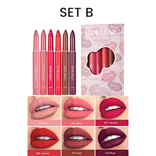 Ktouler 6 Colors Matte Lip Liner Pencil Set, Smooth Waterproof Long Lasting Non-Stick Cup Velvet Lipstick Gift Makeup Set For Women And Girls(B) #TOP1