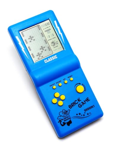 CZT Großbild-Ziegel Spielkonsole klassisches Puzzle eingebaut 23 Spiele Geschwindigkeit/Schwierigkeitsgrad einstellbar mit 2 AA-Batterien (Nicht im Lieferumfang enthalten) (Blau)