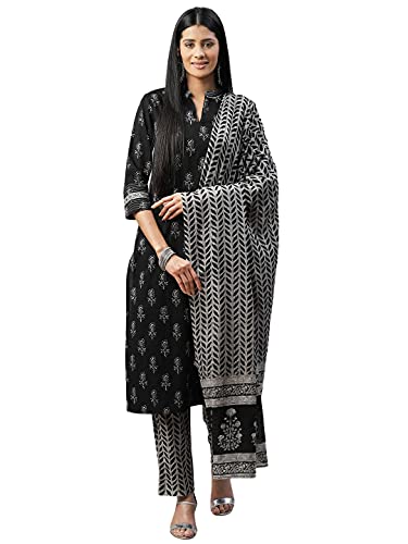 Fabflee Women’s Rayon A-Line Calf Length Dress (FB-P3-Gown-116_M_Black_M)