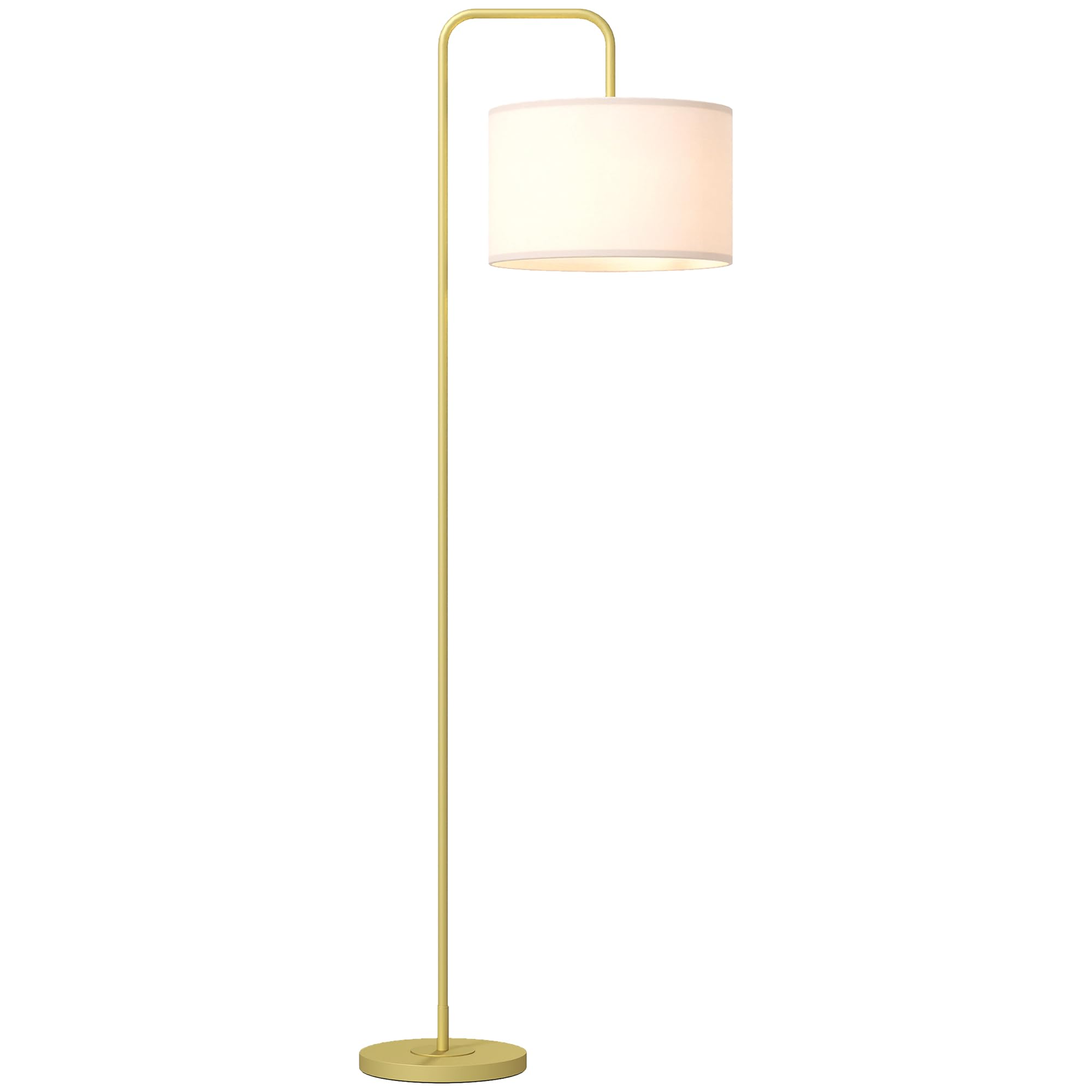 HOMCOM Modern Style Floor Lamp with Linen Look Shade and Switch for Living Room Bedroom 163.5cm Gold and White